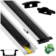 Akcesoria do oświetlenia - Profil Led Wpuszczany Do Taśmy Led 8,10,12mm Czarny Klosz Zestaw 2M - miniaturka - grafika 1