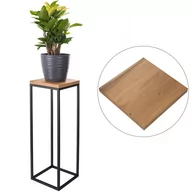 Kwietniki - Kwietnik LOFT stojak 60cm czarny metal deska dąb - miniaturka - grafika 1