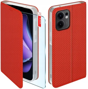 Etui z klapką do Oppo Reno 13 FS 5G| F 5G Zamykane Czerwone Futerał + Szkło - Etui i futerały do telefonów - miniaturka - grafika 1