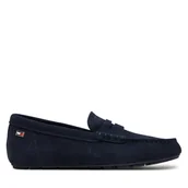 Mokasyny damskie - Mokasyny Tommy Hilfiger Flag Soft Suede Driver Loafer FW0FW08558 Granatowy - miniaturka - grafika 1