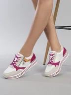 Sneakersy damskie - Remonte Sneakersy damskie skórzane na platformie White Combi białe-39 - miniaturka - grafika 1