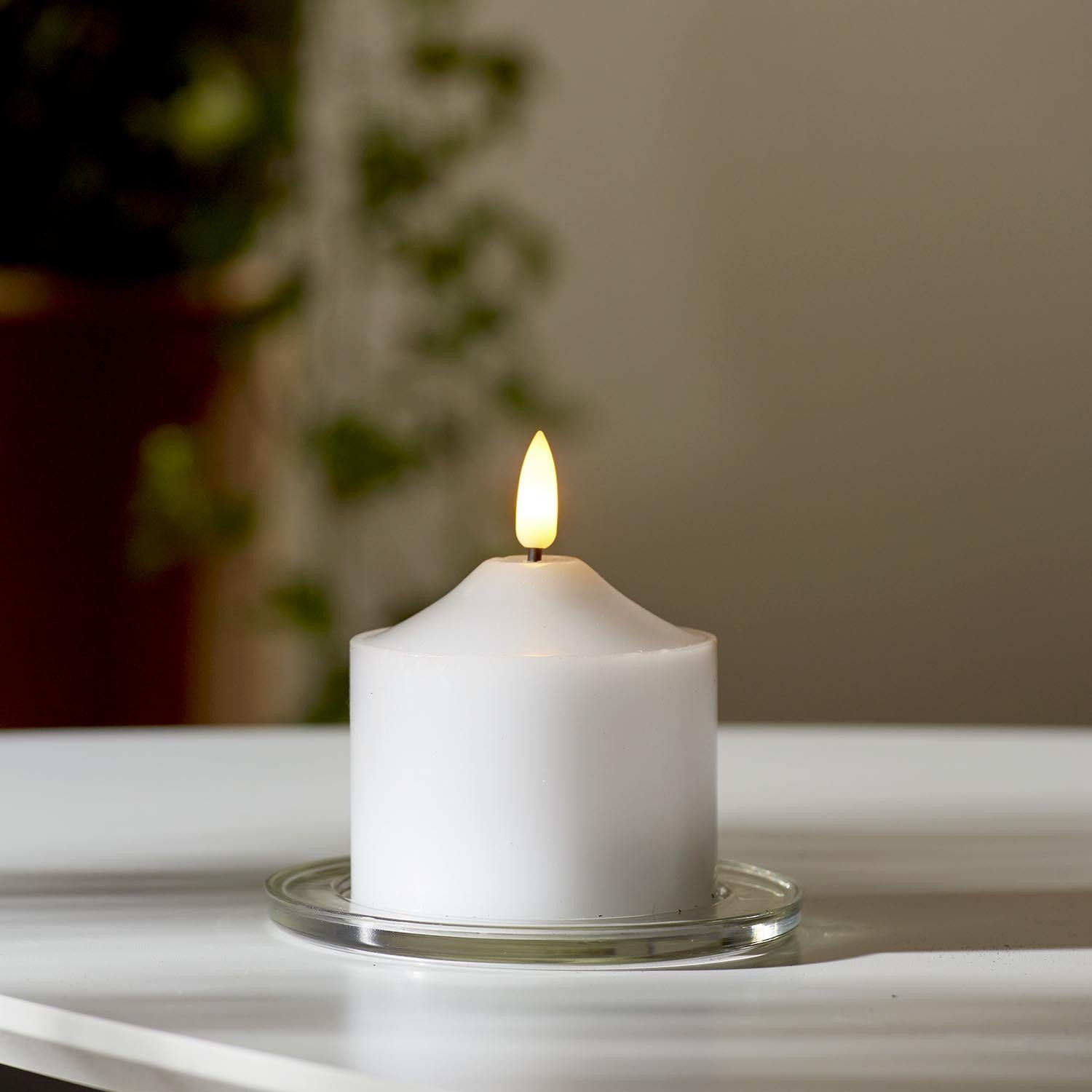 Świeca Led woskowa filarowa FLAMME TOP biała 9,5cm