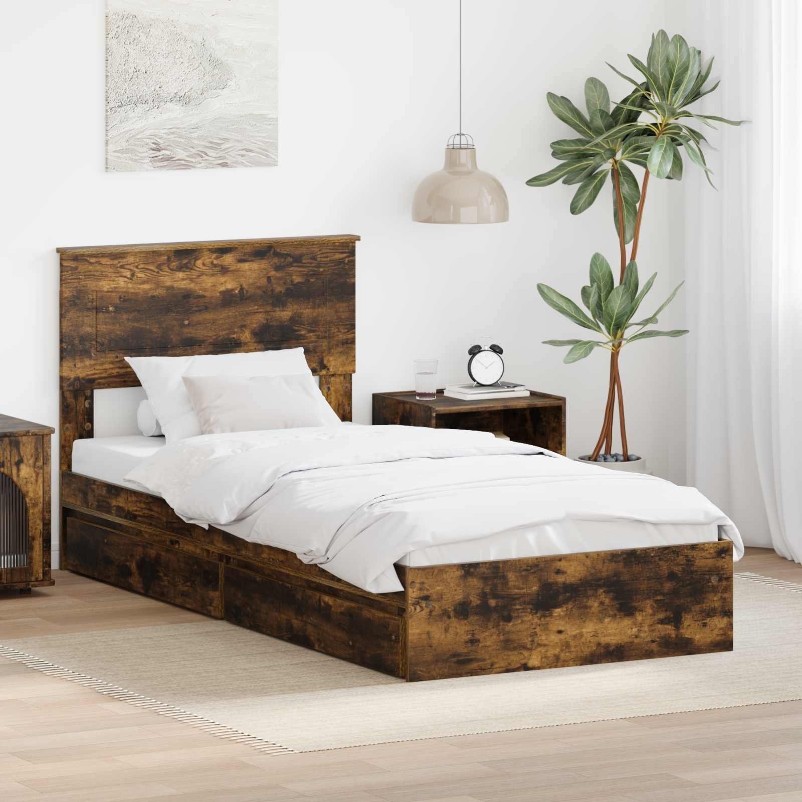 vidaXL Łóżko z miejscem do przechowywania dębowym 90 x 190 cm
