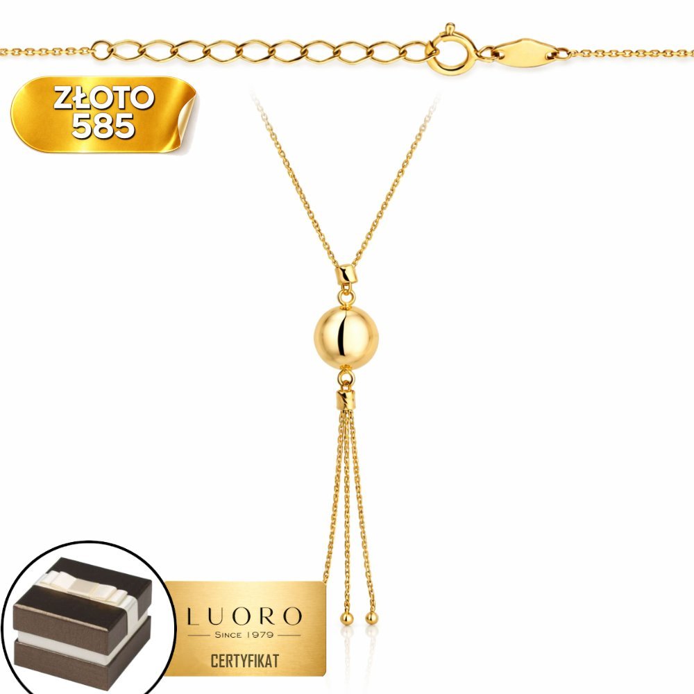 NASZYJNIK ZŁOTY 585 14K CELEBRYTKA KULKA ZŁOTA 42 CM + 3 CM REGULACJA