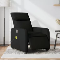 Fotele - vidaXL Rozkładany fotel masujący, elektryczny, czarny, tkanina - miniaturka - grafika 1