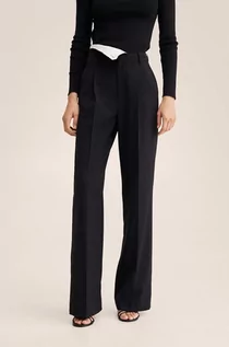 Spodnie damskie - Mango spodnie Thomas damskie kolor czarny szerokie high waist - grafika 1