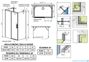 Radaway Idea Kdj+s kabina prysznicowa 90x100x90 lewa przejrzyste 10116100-01-01L/387050-01-01R/10117090-01-01 - Kabiny prysznicowe - miniaturka - grafika 2