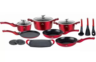 KOMPLET GARNKÓW z POWŁOKĄ MARMUROWĄ 15 EL. ZILNER CHERRY RED ZL-8591 - Zestawy garnków i patelni - miniaturka - grafika 1