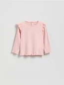 Bluzki dla niemowląt - Reserved - Koszulka z falbanką przy ramionach - pastelowy róż - miniaturka - grafika 1