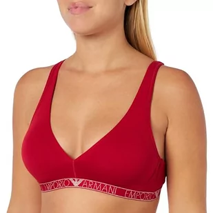 Emporio Armani Damski biustonosz z wyjmowanymi wkładkami i logo Essential Studs, rubinowy (Ruby Red), L - Biustonosze - miniaturka - grafika 1
