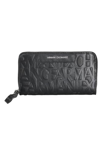 Armani Exchange Women's Essential, Liz, Pebble, Embossed Logo Accessory-Travel Wallet, czarny, czarny, jeden rozmiar