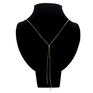 Naszyjniki - Krawatka z ruchomą kuleczką 92cm - Pozłacana stal chirurgiczna - miniaturka - grafika 1