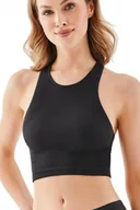 Koszulki sportowe damskie - Gabriella Seamless halter rib 1203 czarny top sportowy - miniaturka - grafika 1