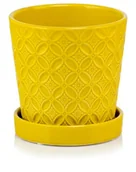 Donice - CERAMICZNA DONICZKA Z PODSTAWKĄ 15cm ŻÓŁTA - miniaturka - grafika 1