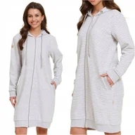 Szlafroki damskie - Szlafrok damski na zamek z kapturem DOCTOR NAP 5246 grey XXL - miniaturka - grafika 1