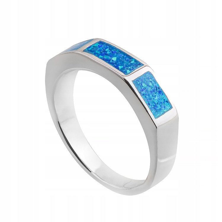 Pierścionek srebrny pr. 925 Elegancki Rodowany Pierścionek z Opalem r. 12