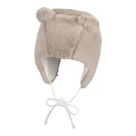 Czapki damskie - Sterntaler - Dziewczęca czapka zimowa z wegańskiego futra, z uszami i tasiemkami, beżowa - 4402043, beżowy, 51 cm - miniaturka - grafika 1