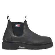 Botki męskie - Sztyblety Tommy Jeans Tjm Chelsea Leather Wl EM0EM01670 Czarny - miniaturka - grafika 1