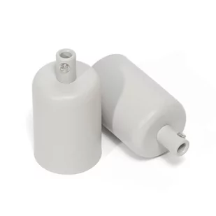 Jasnoszara oprawka metalowa E27 lakierowana w kolorze jasnoszarym strukturalnym z metalową blokadą przewodu Kolorowe Kable - Oprawy, klosze i abażury - miniaturka - grafika 1