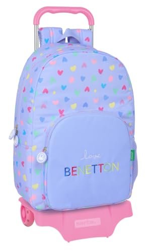 Safta BENETTON LILA - Duży plecak szkolny z wózkiem 905, idealny dla dzieci w różnym wieku, wygodny i wszechstronny, jakość i wytrzymałość, 32 x 13,5 x 44 cm, fioletowy, M, Casual
