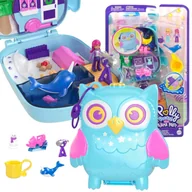 Figurki dla dzieci - MATTEL POLLY POCKET ZESTAW TOREBKA KOMPAKTOWA SOWA PIŻAMA PARTY + AKCESORIA - miniaturka - grafika 1