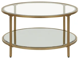 Stolik Kawowy Z Lustrzaną Półką Szklany Złoty Birney - Ławy i stoliki kawowe - miniaturka - grafika 1
