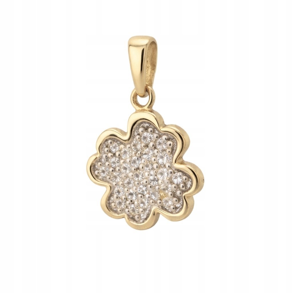 Zawieszka koniczyna z cyrkonii ze złota pr. 585, 14K