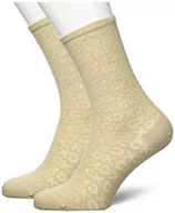 Skarpetki damskie - Calvin Klein Damskie skarpety Mirrored Ck Logo Classic (2 sztuki), beige, rozmiar uniwersalny - miniaturka - grafika 1