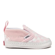 Buty dla dziewczynek - Tenisówki Vans Slip-On V Crib VN0A2XSL04E1 Różowy - miniaturka - grafika 1