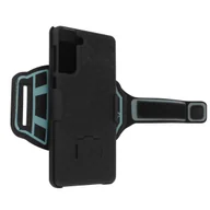 Etui i futerały do telefonów - Sportowa opaska na ramię i wielofunkcyjna osłona montażowa przedramienia Samsung S21 - czarna - miniaturka - grafika 1