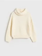 Swetry dla dziewczynek - Reserved - Sweter z szerokim golfem - złamana biel - miniaturka - grafika 1