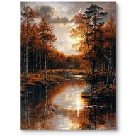 Obrazy i zdjęcia na płótnie - Obraz na płótnie natura krajobraz jesień do salonu pomarańczowo-brązowy - miniaturka - grafika 1