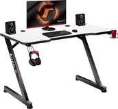 Biurka gamingowe - huzaro Black Hero 2.5 biurko gamingowe PC biurko komputerowe ergonomiczny blat z węgla drzewnego haczyk na słuchawki uchwyt na napoje antypoślizgowe stopki 120 x 60 x 75 cm standardowy biały - miniaturka - grafika 1