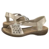 Sandały damskie - Sandały Platynowe 608B5-90 Metallic (RI260-a) Rieker - miniaturka - grafika 1