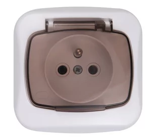 Abex Atut biały gniazdo pojedyncze z uziemieniem IP44 - Gniazdka elektryczne - miniaturka - grafika 1