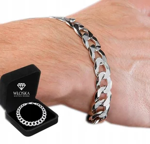 BRANSOLETKA Srebrna Męska DIAMENTOWANA SREBRO pr. 925 Bransoleta 6mm/21cm - Bransolety męskie - miniaturka - grafika 1