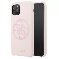 Etui i futerały do telefonów - Guess Etui Silicone 4G do iPhone 11 Pro Max piaskowy róż GUHCN65LS4GLP - miniaturka - grafika 1