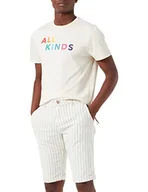 Spodenki damskie - TOM TAILOR Męskie Szorty bermudy regular slim chinosy 1031447, 29629 - Off White Structured Stripe, 32 - miniaturka - grafika 1