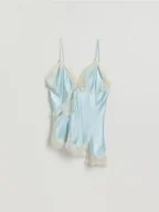 Koszulki i topy damskie - Reserved - Asymetryczny top z koronką - jasnoniebieski - miniaturka - grafika 1