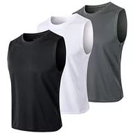 Koszulki sportowe męskie - MEETYOO Tank top męski, koszulka sportowa bez rękawów podkoszulek fitness bez rękawów koszulka do biegania na siłowni, czarny + gery + biały, M - miniaturka - grafika 1
