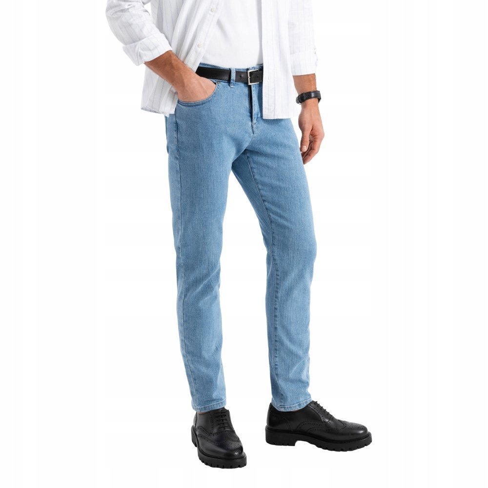 Klasyczne męskie spodnie jeansy jasnoniebieskie slim OM-PADP-0216 V2 r. XXL