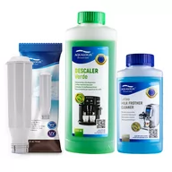 Akcesoria i części do ekspresów do kawy - Zestaw Krups - Filtr AL-TES46, Odkamieniacz Aqualogis Verde 500ml, Płyn Czyszczący System Mleczny Aqualogis Latteo 250ml - miniaturka - grafika 1