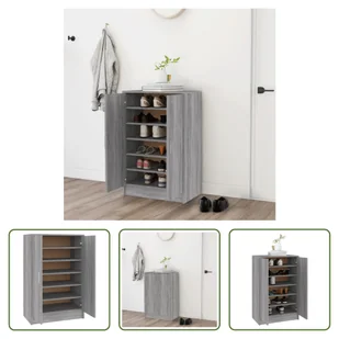 The Living Store Szafka na buty szara Sonoma 60x35x92 cm Materiał drewnopochodny - Szafki na buty The Living Store Szafka na buty szara Sonoma 60x35x92 cm Materiał drewnopochodny - Szafki na buty - miniaturka - grafika 1
