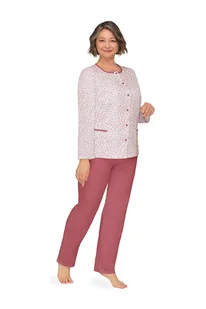 PIŻAMA DAMSKA 3XL DŁUGI RĘKAW ROZPINANA Z KIESZENIAMI BORDOWA BAWEŁNIANA - Piżamy damskie - miniaturka - grafika 1