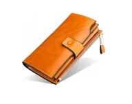 Portfele - PORTFEL DAMSKI skórzany brązowy PORTMONETKA pomarańczowy - miniaturka - grafika 1