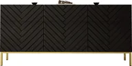 Komody - MEGSTYL KOMODA 160CM Z 3 DRZWICZKAMI NA ZŁOTYCH NÓŻKACH - GALA 2 Czarny mat - Czarny połysk - miniaturka - grafika 1