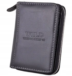 Czarny PODŁUŻNY Portfel Męski na SUWAK Bilon ŚREDNI Młodzieżowy SKÓRZANY hq - Portfele - miniaturka - grafika 1