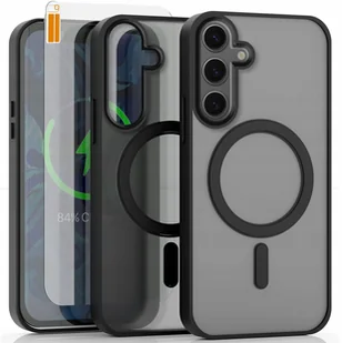 Etui Do Samsung Galaxy S24 Do Magsafe, Czarne Matowe, Wzmacniane Szkło - Etui i futerały do telefonów - miniaturka - grafika 1