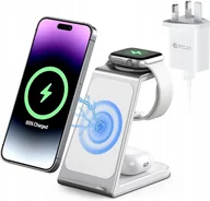 Ładowarki do telefonów - AOWIN Ładowarka Indukcyjna 3w1 15W Stacja Bezprzewodowa Adapter UK EU - miniaturka - grafika 1