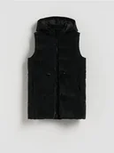 Kurtki i płaszcze dla dziewczynek - Reserved - Pikowana kamizelka z połyskiem - czarny - miniaturka - grafika 1